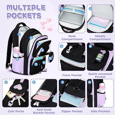 Girls Boys School Backpack Lightweight Waterproof Ergonomic 15.6 Inch Laptop Bag