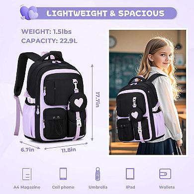 Girls Boys School Backpack Lightweight Waterproof Ergonomic 15.6 Inch Laptop Bag