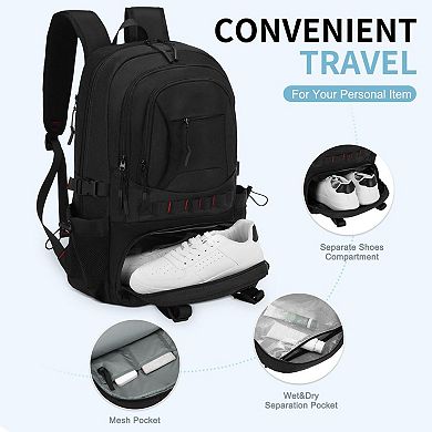 40L Expandable Hiking Backpack Waterproof USB Charging Travel Camping Daypack