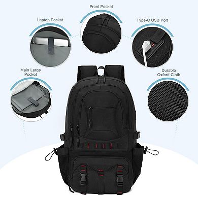 40L Expandable Hiking Backpack Waterproof USB Charging Travel Camping Daypack