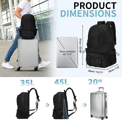 40L Expandable Hiking Backpack Waterproof USB Charging Travel Camping Daypack