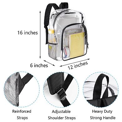Transparent PVC School College Work Backpack Durable See Through Travel Bag