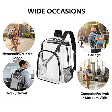 Transparent PVC School College Work Backpack Durable See Through Travel Bag