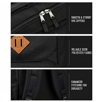26L Water Resistant Travel College Laptop Backpack With Organizer Pockets