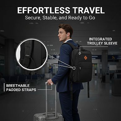 26L Water Resistant Travel College Laptop Backpack With Organizer Pockets