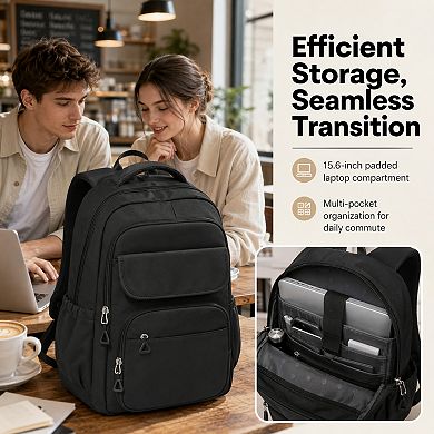 Black School Backpack Lightweight Waterproof College Laptop Bookbag