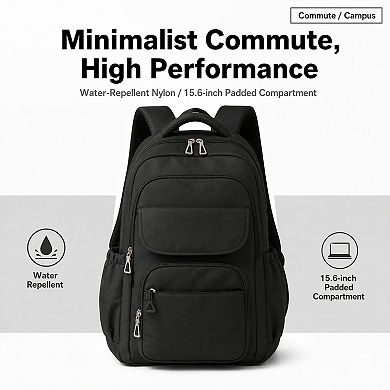 Black School Backpack Lightweight Waterproof College Laptop Bookbag