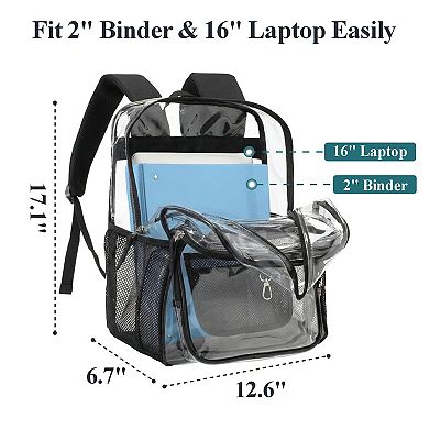 17 Inch Heavy Duty Transparent Clear Bookbag For School Security