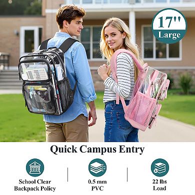 17 Inch Heavy Duty Transparent Clear Bookbag For School Security
