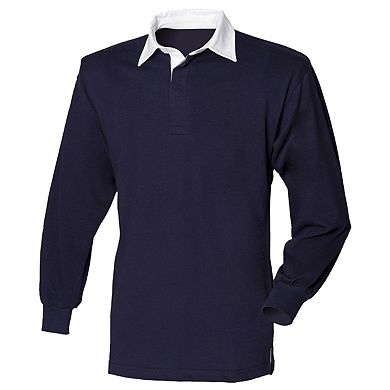 Front Row Kids Unisex Long Sleeve Plain Rugby Sports Polo Shirt