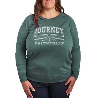 Plus Size Journey Faithfully 1983 Distressed French Terry Long Sleeve Tee