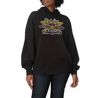 Women's Journey Don't Stop Believin' Distressed Oversized Fleece Hoodie Sweatshirt