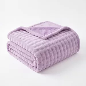 Bedsure 3D Fleece Bubble Lightweight Blanket, Purple Fog
