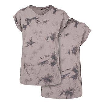 Build Your Brand Womens/Ladies Batik Dye Extended Shoulder T-Shirt