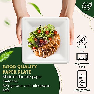 8in Square Biodegradable Plate 125 Pack