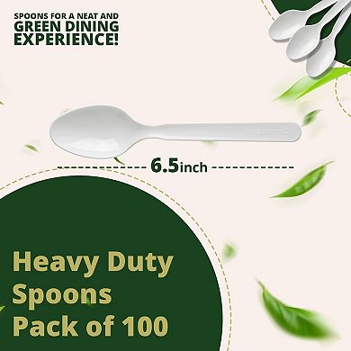 Extra Heavy duty Compostable Spoons 100 Pack