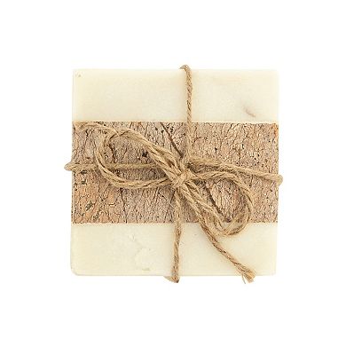 Hello Honey Square Marble Coasters with Jute String (Set of 4 Pieces)