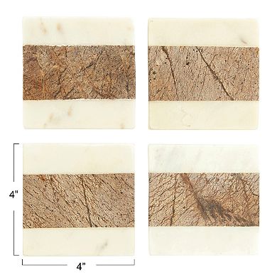 Hello Honey Square Marble Coasters with Jute String (Set of 4 Pieces)