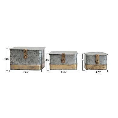 Hello Honey Decorative Square Metal Boxes with Lid, Set of 3