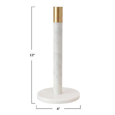 Hello Honey Modern Marble Paper Towel Holder with Brass Detail