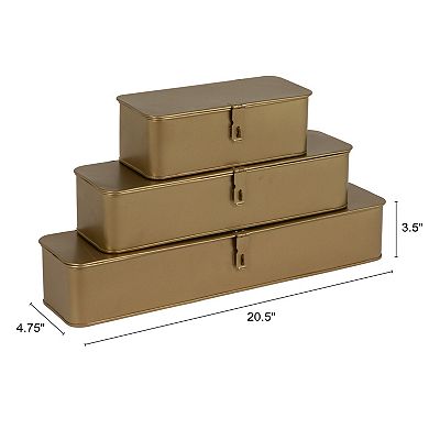 Hello Honey Long Decorative Metal Boxes with Lid, Set of 3
