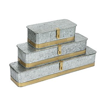 Hello Honey Long Decorative Metal Boxes with Lid, Set of 3