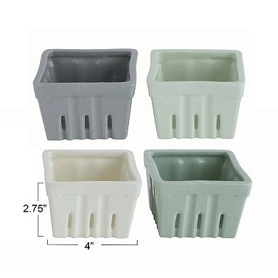 Hello Honey Square Stoneware Berry Bowls (Set of 4 Colors)