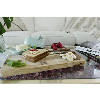 Hello Honey Coastal Stoneware Whale Shaped Butter Dish