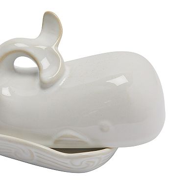 Hello Honey Coastal Stoneware Whale Shaped Butter Dish