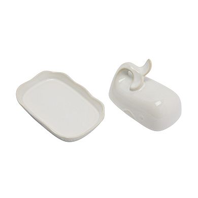 Hello Honey Coastal Stoneware Whale Shaped Butter Dish