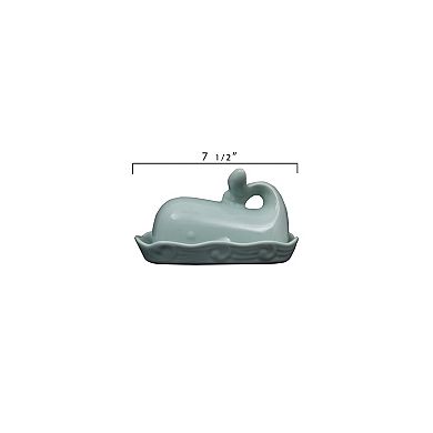 Hello Honey Coastal Stoneware Whale Shaped Butter Dish
