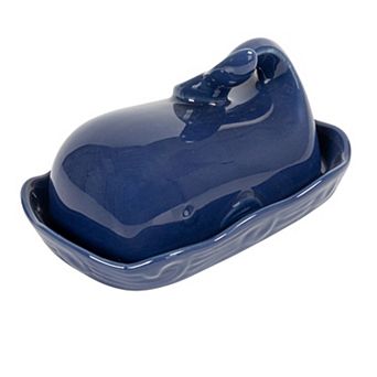 Hello Honey Coastal Stoneware Whale Shaped Butter Dish
