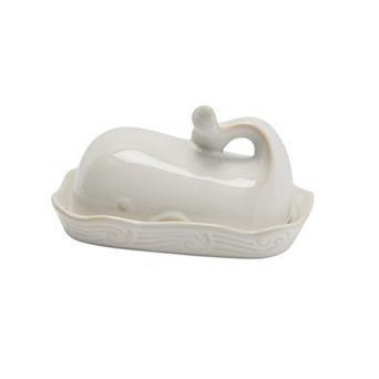 Hello Honey Coastal Stoneware Whale Shaped Butter Dish