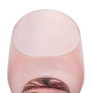 Hello Honey Hand Blown Footed Drinking Glasses, 6 Ounces, 4 Assorted Colors