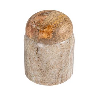 Hello Honey Unique Marble and Mango Wood Pinch Pot Canister with Lid