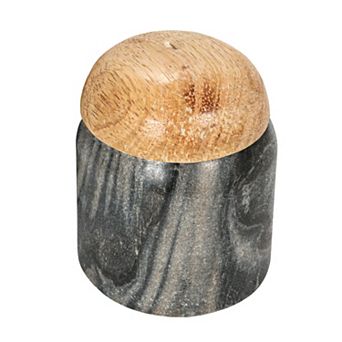 Hello Honey Unique Marble and Mango Wood Pinch Pot Canister with Lid