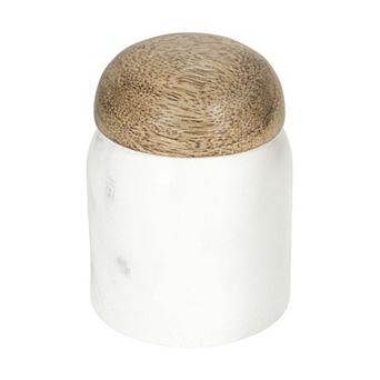 Hello Honey Unique Marble and Mango Wood Pinch Pot Canister with Lid