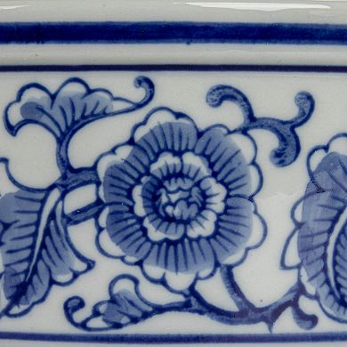 Hello Honey Stoneware Pet Bowl with Design, Blue and White