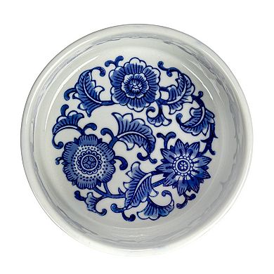 Hello Honey Stoneware Pet Bowl with Design, Blue and White