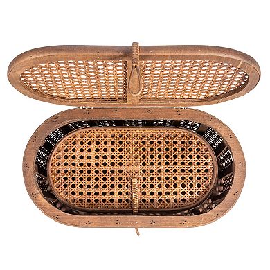 Hello Honey Modern Decorative Oval Woven Rattan Storage Boxes, Set of 2 Sizes