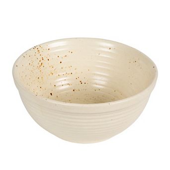 Hello Honey Farmhouse Stoneware Bowl, White Speckled Glaze