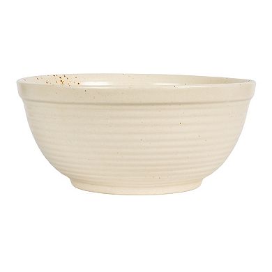 Hello Honey Farmhouse Stoneware Bowl, White Speckled Glaze