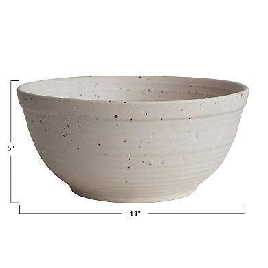 Hello Honey Farmhouse Stoneware Bowl, White Speckled Glaze