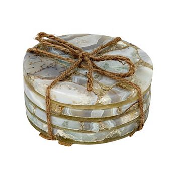 Hello Honey Round Agate Coasters, Multicolor, Set of 4