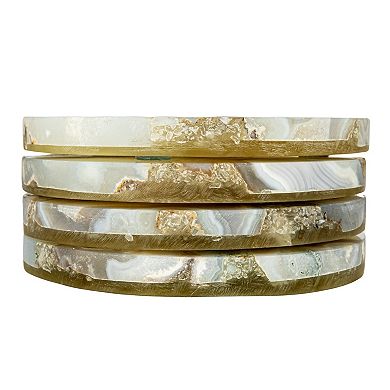 Hello Honey Round Agate Coasters, Multicolor, Set of 4