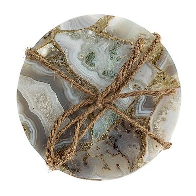 Hello Honey Round Agate Coasters, Multicolor, Set of 4