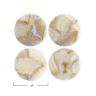 Hello Honey Round Agate Coasters, Multicolor, Set of 4
