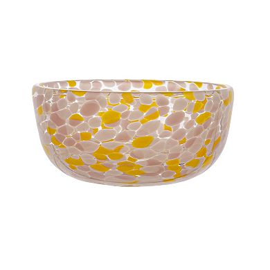 Hello Honey Round Glass Bowl with 4 Pattern Design Styles, Multicolor, Set of 4