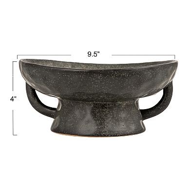 Hello Honey Stoneware Footed Pedestal Bowl with Handles