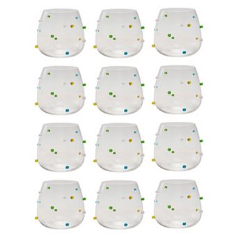 Hello Honey 16-Ounce Handmade Drinking Glass with Raised Dots, Multicolor, Set of 12